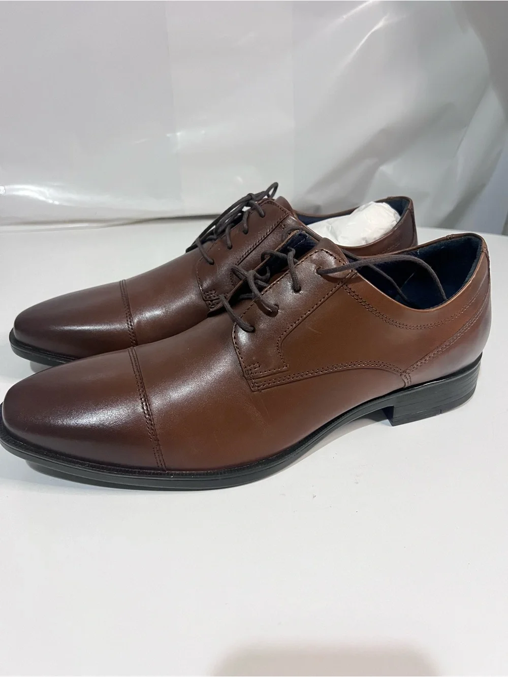 Johnston & Murphy Brown Leather Cap-Toe Derby Shoes
